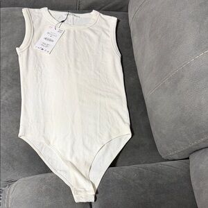 Zara Cream Sleeveless Kids Bodysuit
